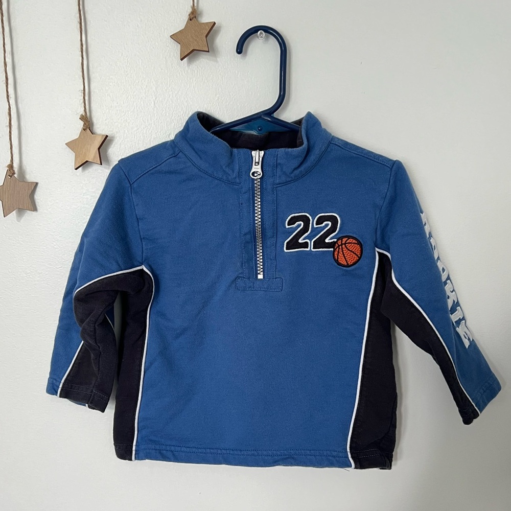 90’s Basketball Embroidered Half Zip Pullover